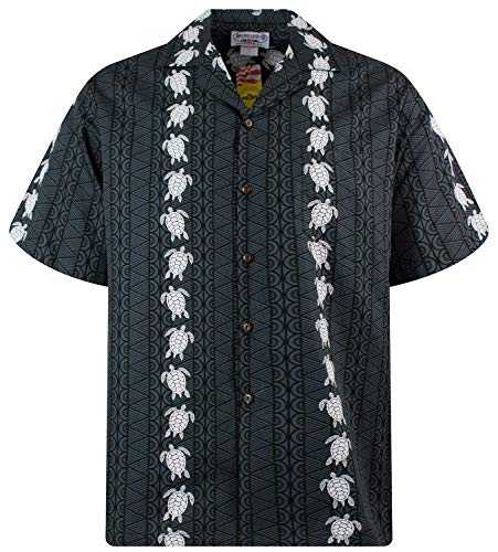 P.L.A. Pacific Legend Original Hawaiihemd, Kurzarm, Turtle New, Schwarz, M von Lapa