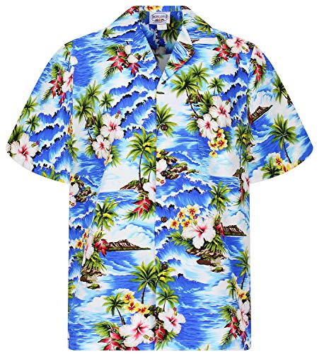 Pacific Legend Original Hawaiihemd, Kurzarm, Welle, Blau, 4XL von Lapa