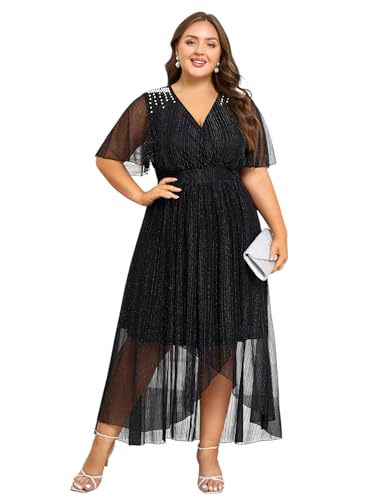 LapaPlus Ballkleid in Übergröße 2025 – Sommerkleid für Hochzeitsgäste aus Tüll mit Nieten, formelle Cocktailkleider für Damen von LapaPlus