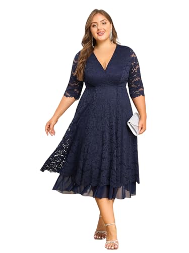 LapaPlus Ballkleid in Übergröße 2025 – Sommerkleid mit floraler Spitze für Hochzeitsgäste, formelle Cocktailkleider für Damen von LapaPlus