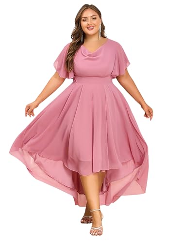 LapaPlus Ballkleider in Übergröße für Damen – 2025 Frühling High Low Brautjungfernkleid Hochzeitsgast Cocktail Abendkleid von LapaPlus