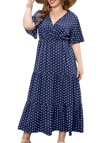 LapaPlus Damen Große Größen Boho Sommer Maxi Kleid - 2025 Locker Strandkleid lässigkleid Lange Partykleid Urlaubkleid Freizeit von LapaPlus