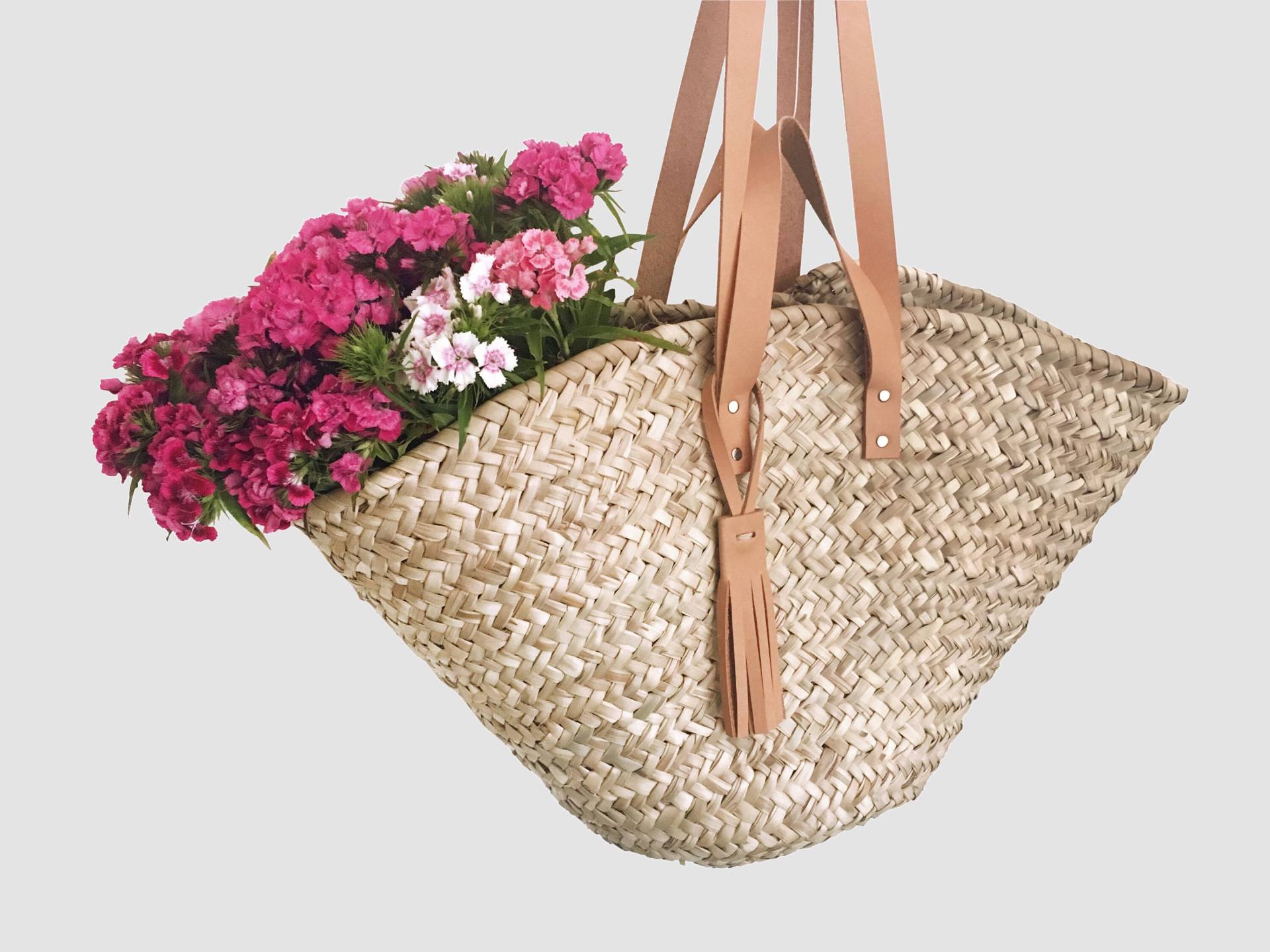 strandtasche/Marktasche Korbtasche Aus Palmenbättern Mit Lederhenkeln strandtasche/Marktasche Korbtasche Aus Palmenbättern Mit Lederhenkeln von Lapaporter