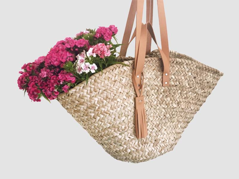 strandtasche/Marktasche Korbtasche Aus Palmenbättern Mit Lederhenkeln von Lapaporter