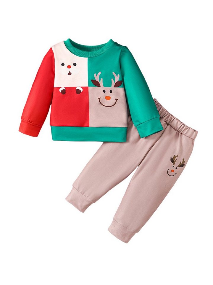 Lapastyle Langarmshirt & Hose Unisex Baby Set Kontrast Farben Weihnachten Langarm Top und Hose (Set, 2-tlg) Regular fit, mit elastischer Bund von Lapastyle