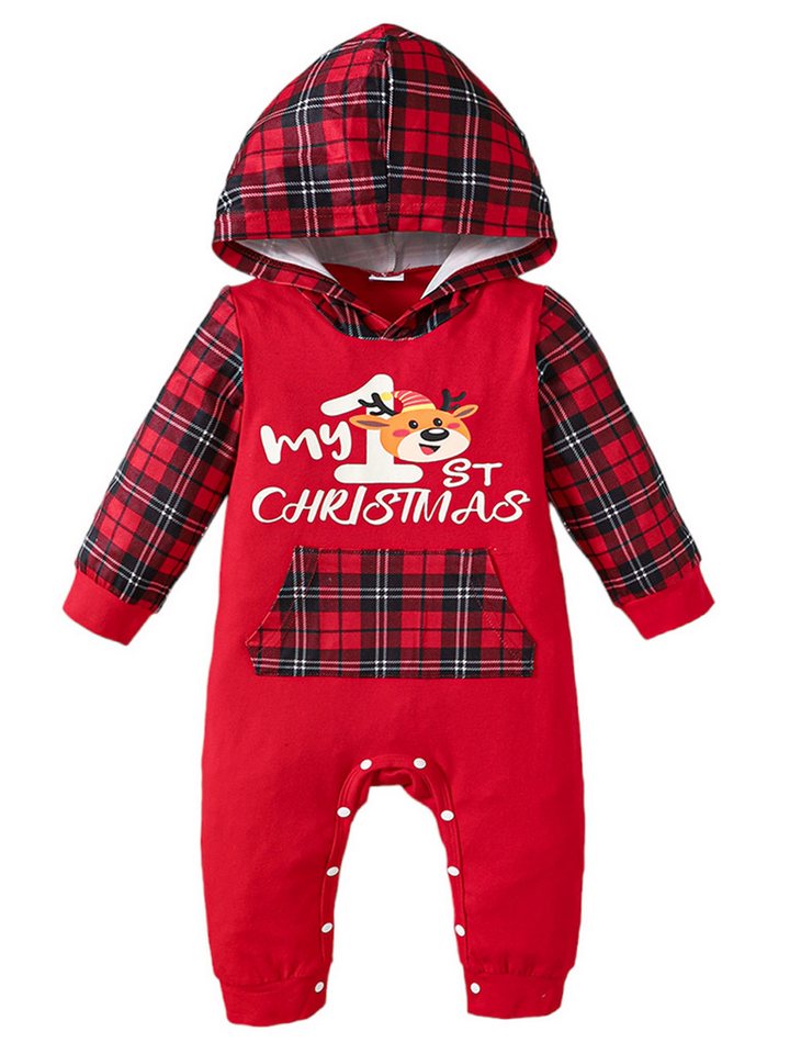 Lapastyle Strampler Langärmeliger Kapuzenoverall für Babys mit karierter, Weihnachten (1-tlg) Geschenke für Neugeborene, Strampler für Jungen und Mädchen von Lapastyle