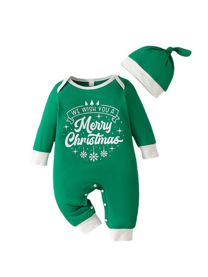 Lapastyle Strampler Neugeborenenkleidung, Baby-Strampelanzüge mit Aufdruck, Weihnachtssets (Set, 2-tlg) Unisex-Baby-Set, Langarm-Overall und Mütze von Lapastyle