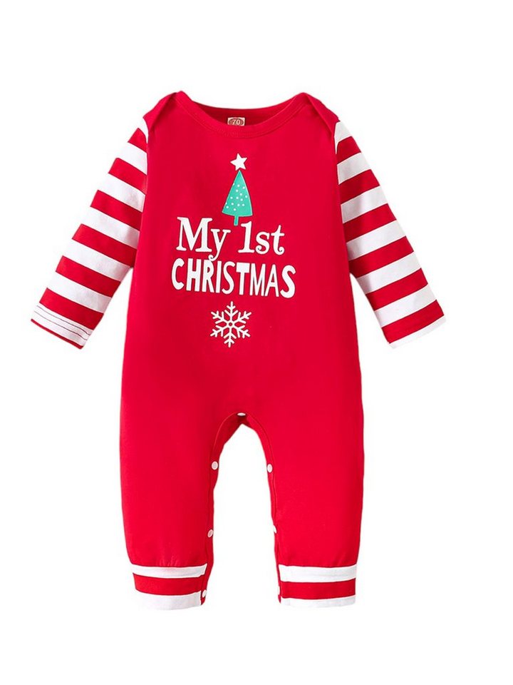 Lapastyle Strampler Weihnachten Gestreifte Langarm Strampler für Unisex Babykleidung (1-tlg) Neugeborene Krabbelanzug, Regular fit von Lapastyle