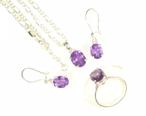 Amethyst Anhänger-Set - Damen Schmuck - Halskette-Set aus Echte Amethyst stein - Edelstein - Lapislazuli - Natürstein - von LapeaceLazuli