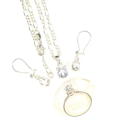 Aquamarin Anhänger-Set - Damen Schmuck - Halskette-Set aus Echte Aquamarin stein - Edelstein - Lapislazuli - Natürstein von LapeaceLazuli