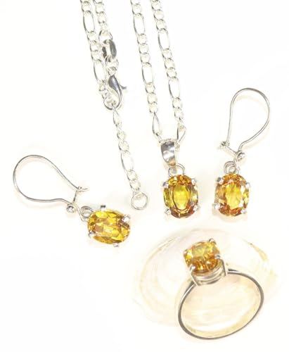 Citrin Anhänger-Set - Schmuck - Halskette-Set aus Echte Citrin stein - Edelstein - Lapislazuli - Natürstein - von LapeaceLazuli