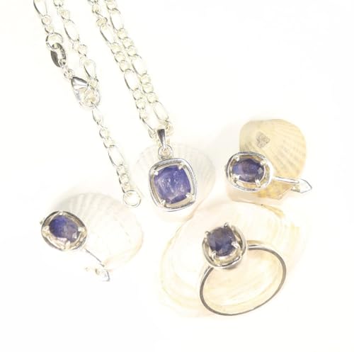 Saphir Anhänger-Set - Damen Schmuck - Halskette-Set aus Echte Saphir stein - Edelstein - Lapislazuli - Natürstein von LapeaceLazuli