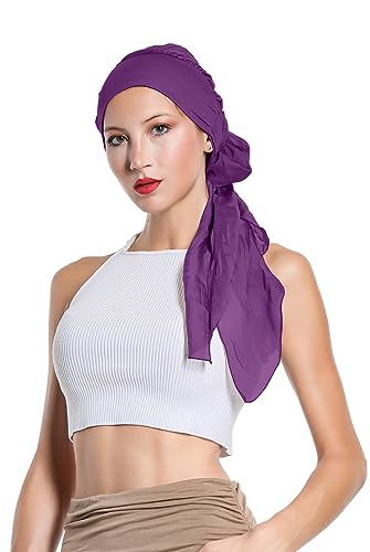 Damen-Turban Kopfbedeckung für Chemotherapie, einfarbig, mehrfarbig, weich, elastisch, Artikelnummer 9527 (Orchidee) von Laphilo