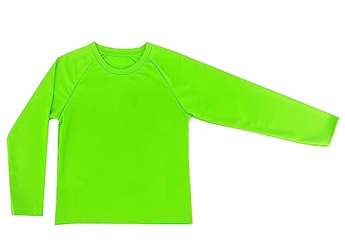 Kinder UV Schutz T-Shirt Langarm Badeanzug Surfen Schwimmen Strand (Code 6016), grün neon, 10 Jahre von Laphilo