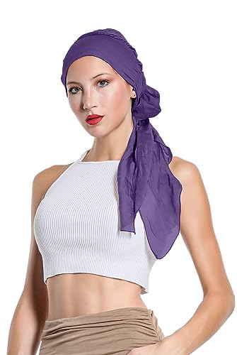 Laphilo Kopfbedeckung Turban für Chemotherapie, einfarbig, mehrfarbig, weich, elastisch, Artikelnummer 9527 (Violett) von Laphilo