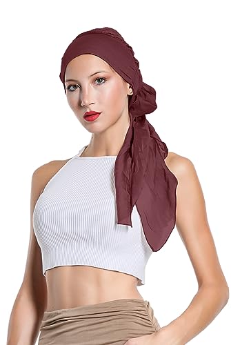 Kopfbedeckung Turban für Chemotherapie, einfarbig, mehrfarbig, weich, elastisch, Code 9527 (Bordeaux) von Laphilo