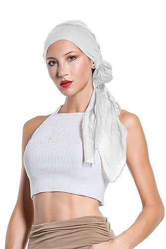 Kopfbedeckung Turban für Chemotherapie, einfarbig, mehrfarbig, weich, elastisch, Code 9527 (weiß) von Laphilo