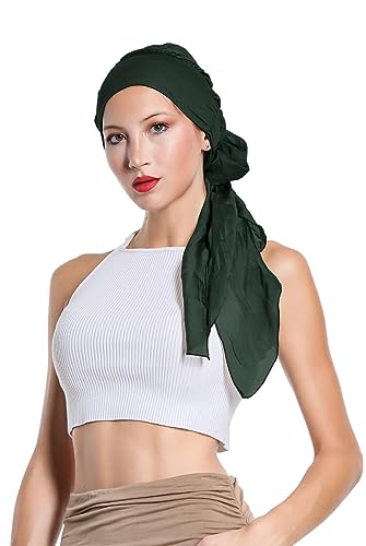 Kopfbedeckung Turban für Frauen für Chemotherapie Stirnband aus Seide gemischte Farbe in verschiedenen Stilen weich elastisch Code 9527, Dunkles Militär, Einheitsgröße von Laphilo