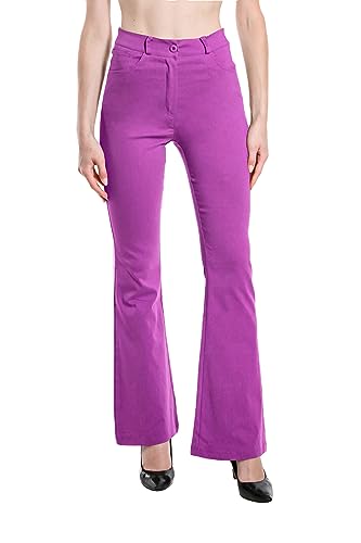 Laphilo Damen-Hose mit ausgestelltem Denim-Effekt, dehnbar, hohe Taille, Skinny, Push-up, Pfote, Elefant, Glocke, aus Denim Slim Fit, Code 3050, Amarena, L von Laphilo