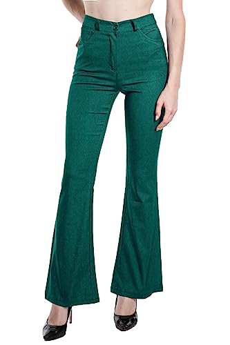 Laphilo Damen-Hose mit ausgestelltem Denim-Effekt, dehnbar, hohe Taille, Skinny, Push-up, Pfote, Elefant, Glocke, aus Denim Slim Fit, Code 3050, Dunkelgrüm, M von Laphilo