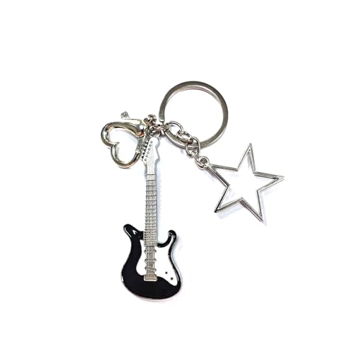 Laphontab Schlüsselanhänger Metall, Elektrische Gitarre Anhänger für Auto, Rucksack, Handtasche. Tolle Geschenke für Frau, Kollege, Damen und Freunde. (Schwarz) von Laphontab