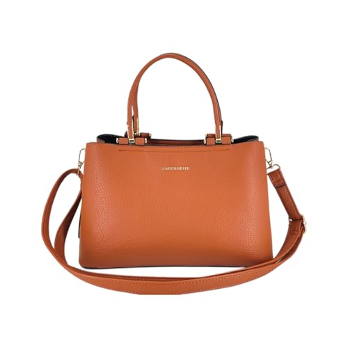 Laphrodite Damenhandtasche in 2 Größen Lederoptik Umhängetasche Handtasche Damen Grifftasche Schultertasche Elegant (Camel) von Laphrodite