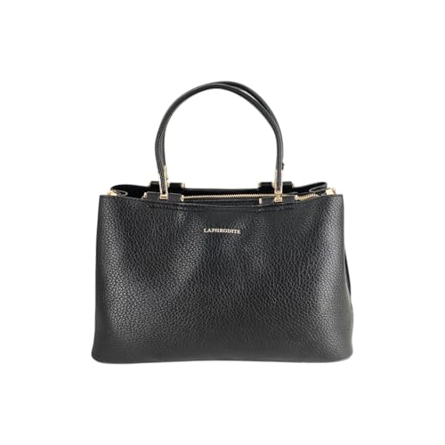 Laphrodite Damenhandtasche in 2 Größen Lederoptik Umhängetasche Handtasche Damen Grifftasche Schultertasche Elegant (Schwarz) von Laphrodite