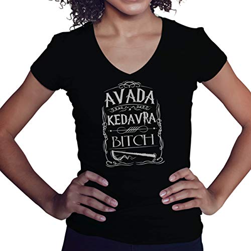 Avada Kedavra Bitch Damen V-Ausschnitt Schwarz T-Shirt Size L Avada Kedavra Bitch Damen V-Ausschnitt Schwarz T-Shirt Size L von Lapi Boutique