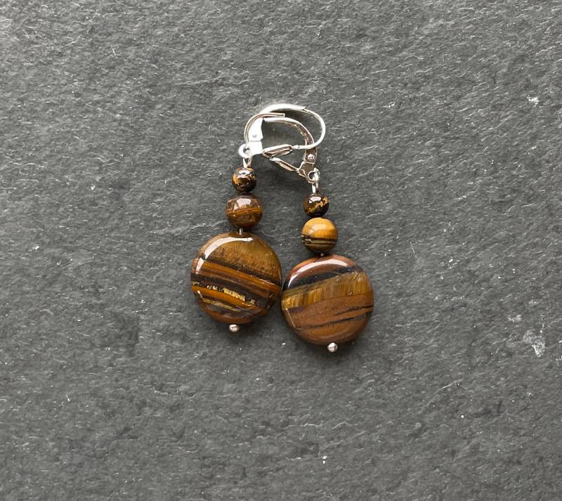 Bändereisenerz Tigerauge Hängeohrringe Bändereisenerz Tigerauge Hängeohrringe von LapidariumWierer