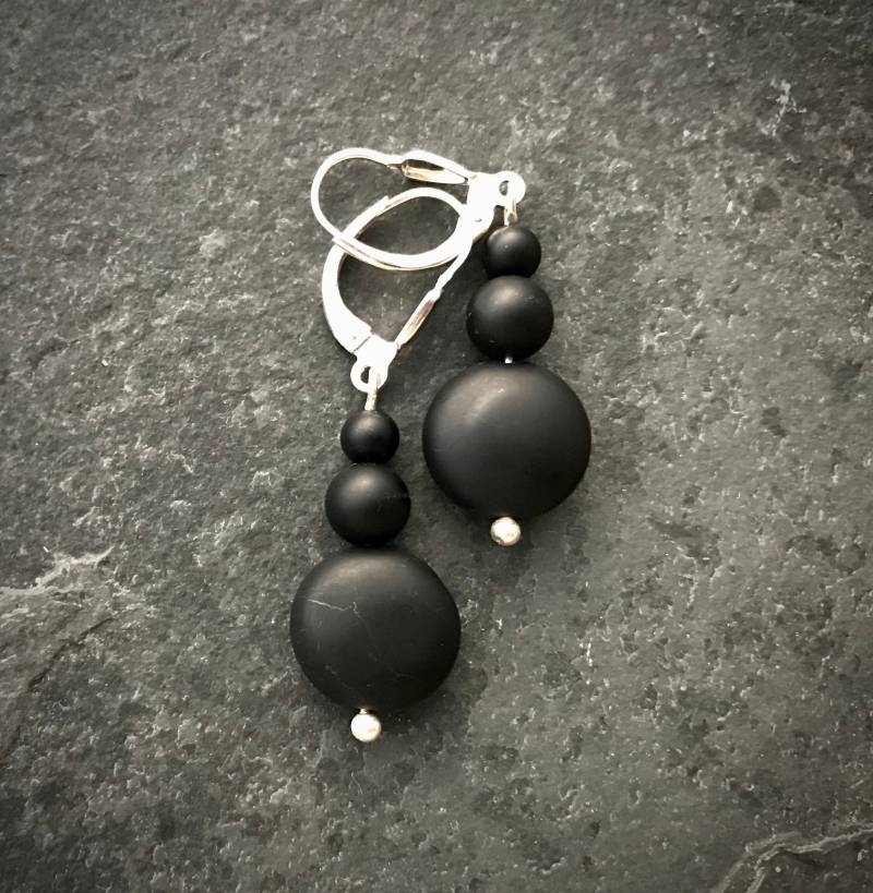 Onyx - Hängeohrringe | Handarbeit, Unikat 925 Silber - Klappbrisur Naturstein Ohrringe Onyx - Hängeohrringe | Handarbeit, Unikat 925 Silber - Klappbrisur Naturstein Ohrringe von LapidariumWierer