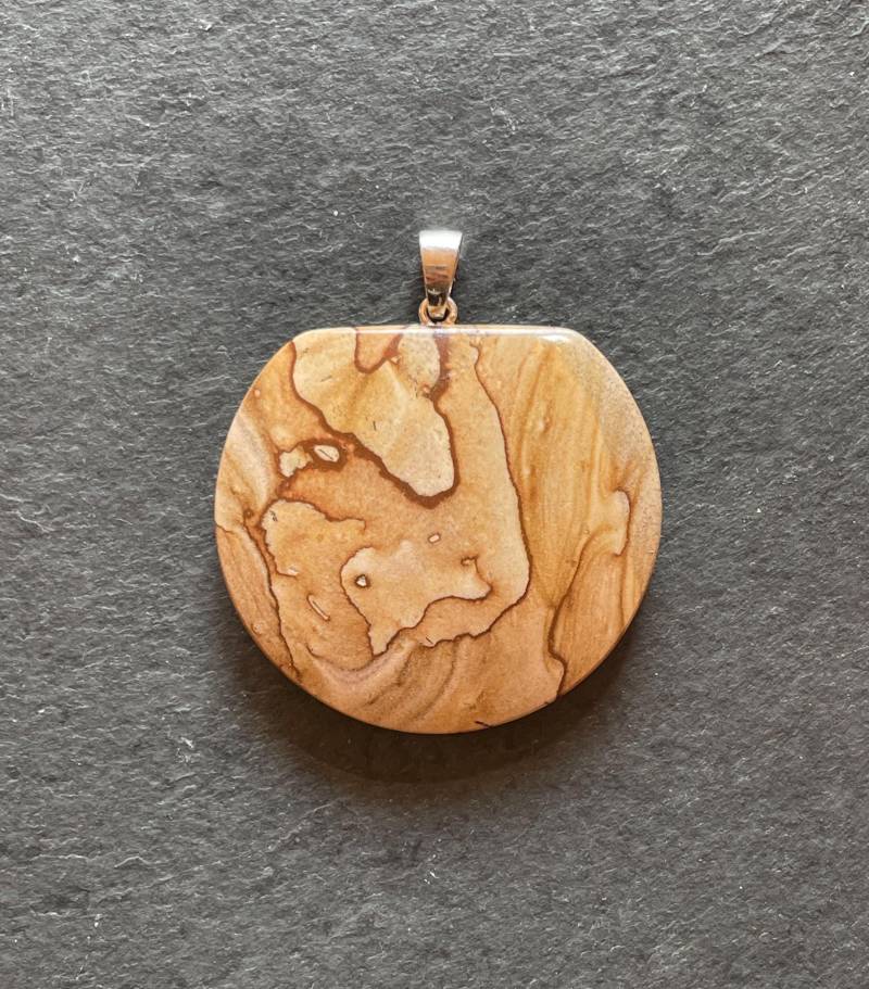 Rhyolith Anhänger | „Landschaftsjaspis" | Handgeschliffen, Unikat Cabochon Aus Rheinland Pfalz, Deutschland 925 Silberöse Rhyolith Anhänger | „Landschaftsjaspis" | Handgeschliffen, Unikat Cabochon Aus Rheinland Pfalz, Deutschland 925 Silberöse von LapidariumWierer