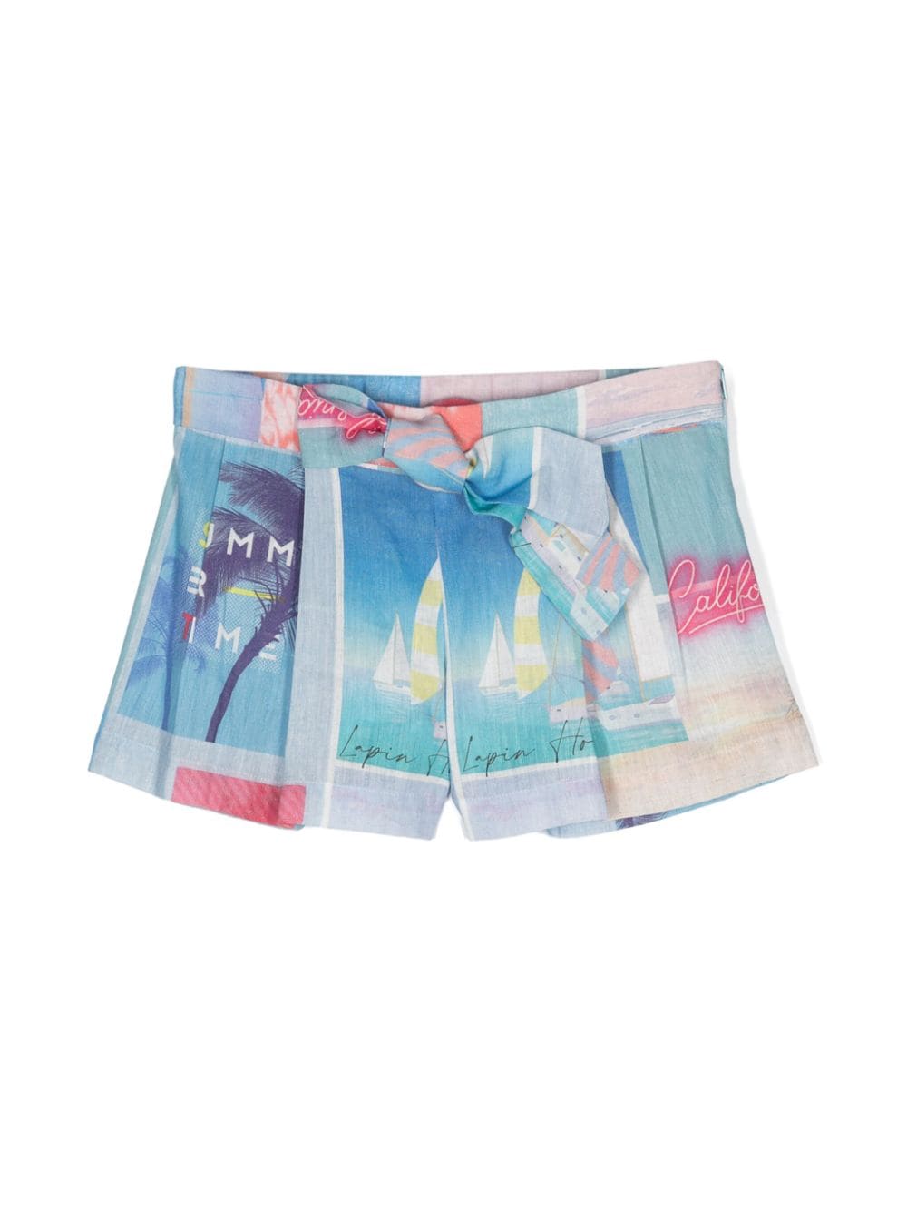 Lapin House Shorts aus Leinen mit Schleife - Blau von Lapin House