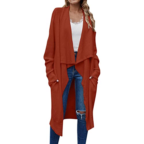 Damen Elegant Open Front Casual Strickjacke Halloween Pumpkin Langarm Leichter Cardigan Gestrickt Lang Jacke Sweater Knitwear A0401 Rot#M von Lapirek