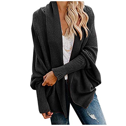 Damen Lässig Langarm Bolero Short Cardigan Button Down Rundhals Gestrickte Strickjacke A0094 Schwarz#Einheitsgröße von Lapirek