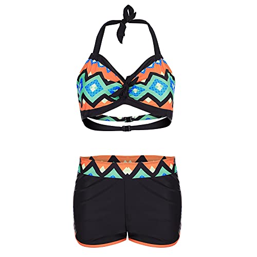 Lapirek Zweiteilig Bikini-Set, Sonnenblumenmuster Frauen drucken Push-Up gepolsterter BH Beach Bikini Set Triangle Badehose A0085 A-Orange#6XL von Lapirek