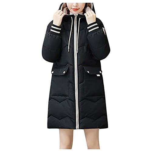 übergangsjacke Damen Damenmode Oberbekleidung Mantel Jacke Lange Baumwolle gefütterte weiche warme Elegante Jacken Tasche Wintermäntel mit Kapuze von Lapirek