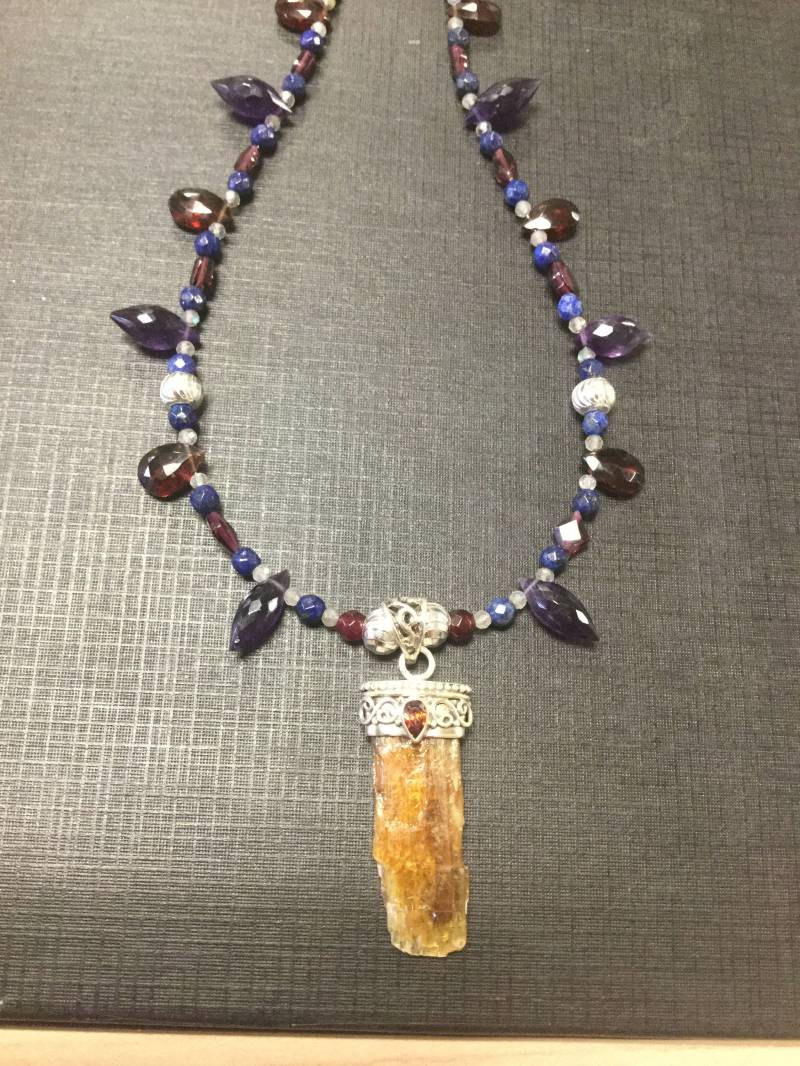 sterling Silber Gefüllt Granat Amethyst Labordorite Kyanit Lapislazuli Halskette von LapisAndMalachite