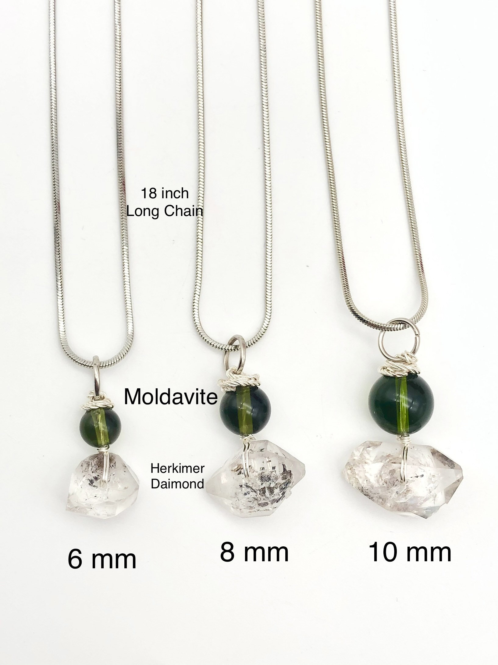 100% Natürliche Moldavit Mit Echtem Herkimer Daimond Qtz/Anhänger 6, 8, 10mm Größe Aus Tschechien Kostenloser Kette 100% Natürliche Moldavit Mit Echtem Herkimer Daimond Qtz/Anhänger 6, 8, 10mm Größe Aus Tschechien Kostenloser Kette von LapisBkk