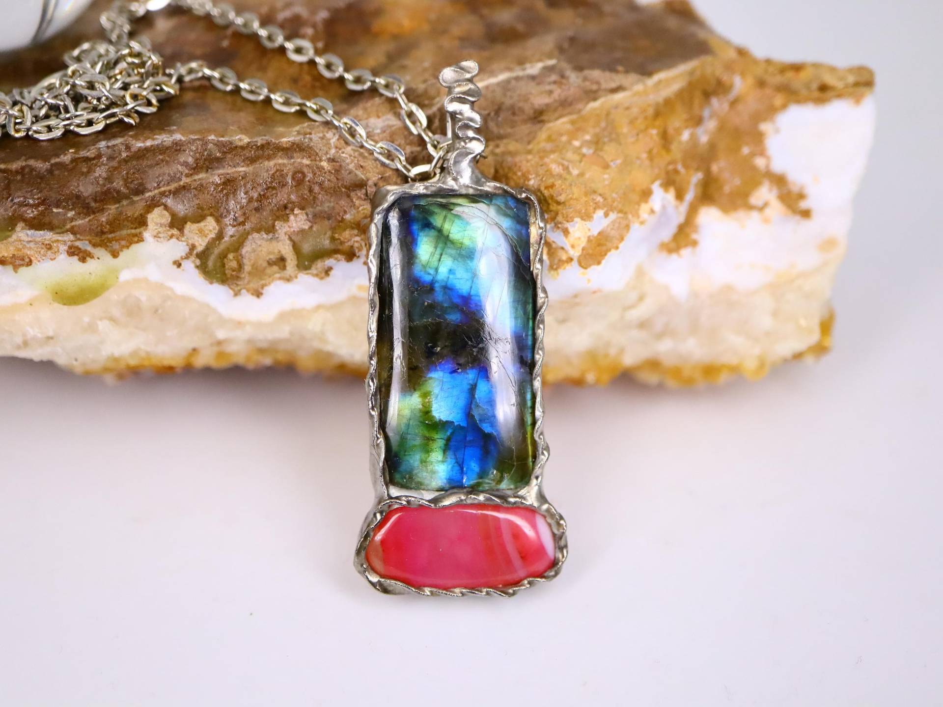 Jaspis Halskette, Wüste Polychrome Anhänger, Geschenk Für Frauen, Grüner Schmuck, Heilsteine, Valentinstag Ihn von LapisGlassArt