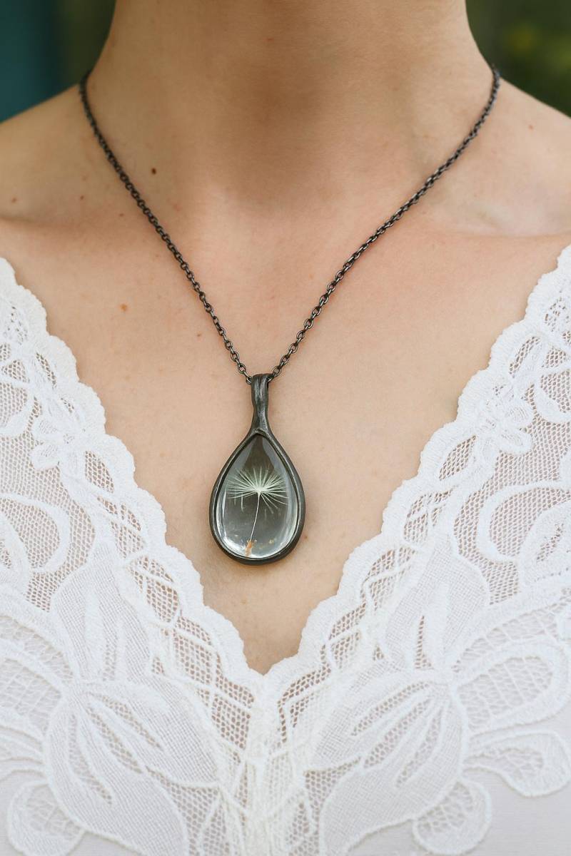 Löwenzahn Samen Glas Terrarium Halskette Echter Natur Schmuck von LapisGlassArt