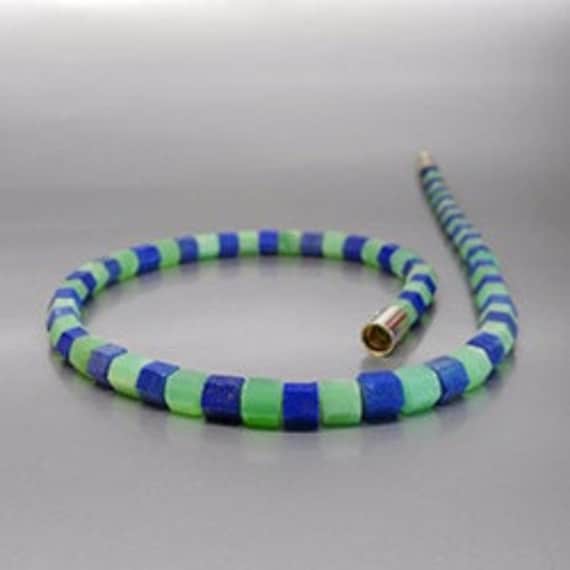 Matte Lapis Lazuli Und Chrysoprasse Halskette, Geschenk Fuer Sie Ihn. Natuerlicher Stein Blau Gruen von LapisLazuliSamos