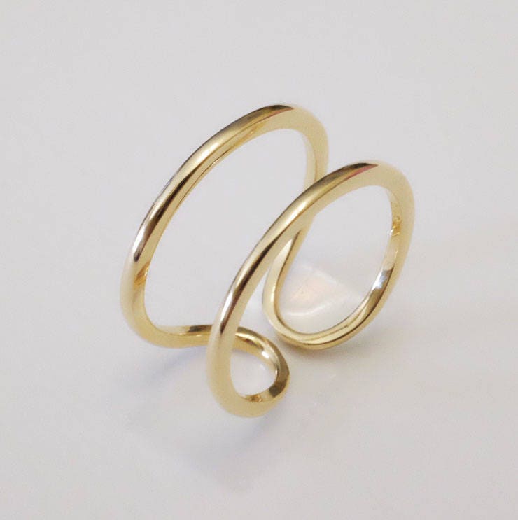 Doppelter Goldring/14K Goldring/Massiv Goldring/Tagesring/Gelbgold/Weißgold/Roségold Doppelter Goldring/14K Goldring/Massiv Goldring/Tagesring/Gelbgold/Weißgold/Roségold von LapiscineJewelry