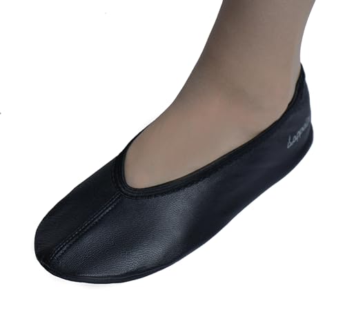 Lappade extra breite Gymnastikschuhe, Ballettschuhe, Schläppchen, Turnschläppchen, Tanzschuhe Gummisohle schwarz Art.291G Gr.28 von Lappade