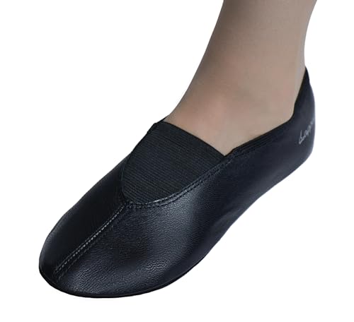 Lappade extra breite Gymnastikschuhe, Ballettschuhe, Schläppchen, Turnschläppchen, Tanzschuhe, Ledersohle schwarz Art.290 Gr.27 von Lappade