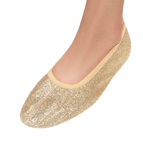 Lappade Gymnastikschuhe Turnschläppchen Ballettschuhe Ballerinas für Damen Herren Mädchen Jungen mit Gummisohle mit Glitzer Gold Gr. 37 von Lappade