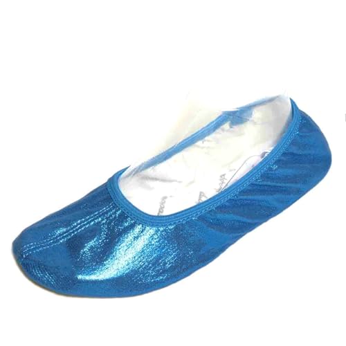 Lappade Gymnastikschuhe Turnschläppchen Ballettschuhe Ballerinas für Damen Herren Mädchen Jungen mit Gummisohle mit Glitzer blau Gr. 34 von Lappade