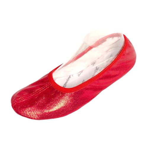 Lappade Gymnastikschuhe Turnschläppchen Ballettschuhe Ballerinas für Damen Herren Mädchen Jungen mit Gummisohle mit Glitzer rot Gr. 37 von Lappade