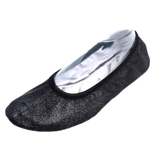 Lappade Gymnastikschuhe Turnschläppchen Ballettschuhe Ballerinas für Damen Herren Mädchen Jungen mit Gummisohle mit Glitzer schwarz Gr. 32 von Lappade