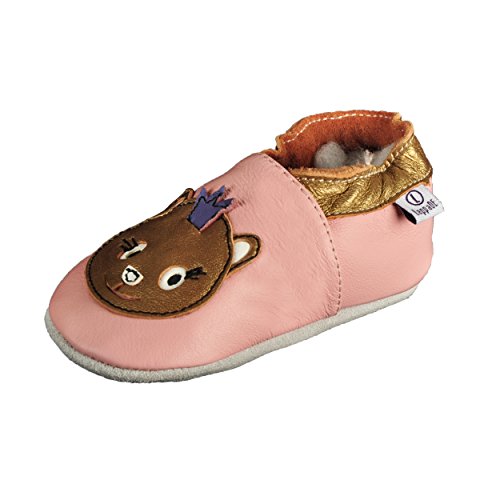 Katze rosa Lappade Lederpuschen Hausschuhe Krabbelschuhe Baby Schläppchen Lauflernschuhe Wildledersohle (Gr. 21/22 EU L, Art. 306) von Lappade