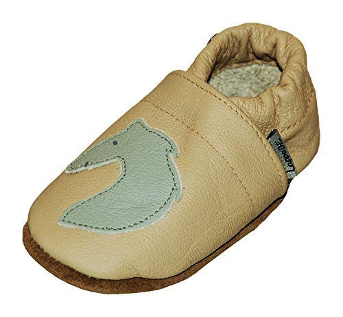 Pferd beige Lappade Lederpuschen Hausschuhe Krabbelschuhe Baby Jungen Mädchen Schläppchen Lauflernschuhe Wildledersohle Art. 414 Gr. 20/21 M+ von Lappade